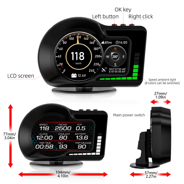 F8 OBD2 Smart Gauge LCD Speedometer Multi-Function OBD2 Digital Meter Car  Hud - China OBD2 Smart Gauge, Car Hud