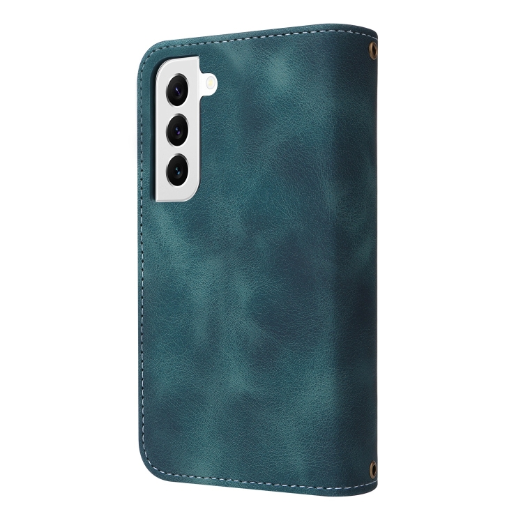 For Samsung Galaxy S22 5G Multifunctional Card Slot Zipper Wallet Leather Phone Case(Blue)