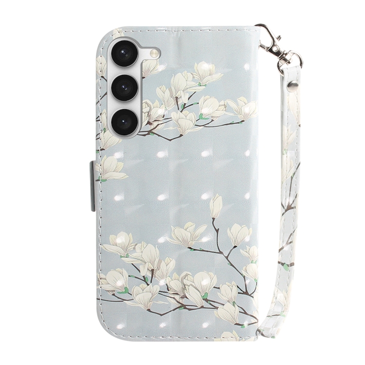 For Samsung Galaxy S23 5G 3D Colored Pattern Flip Leather Phone Case(Magnolia)