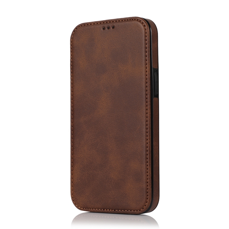 For iPhone 14 Pro Strong Magnetic Closure PU + TPU Leather Phone Case(Brown)