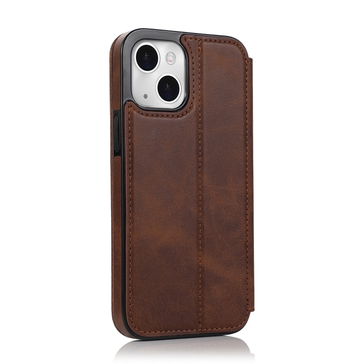 For iPhone 14 Pro Strong Magnetic Closure PU + TPU Leather Phone Case(Brown)