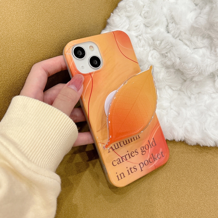 For iPhone 14 Smudged Dusk IMD Phone Case with Leaf Holder For iPhone 14 Smudged Dusk IMD Phone Case with Leaf Holder