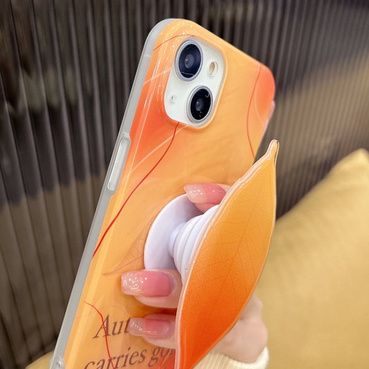 For iPhone 14 Smudged Dusk IMD Phone Case with Leaf Holder For iPhone 14 Smudged Dusk IMD Phone Case with Leaf Holder