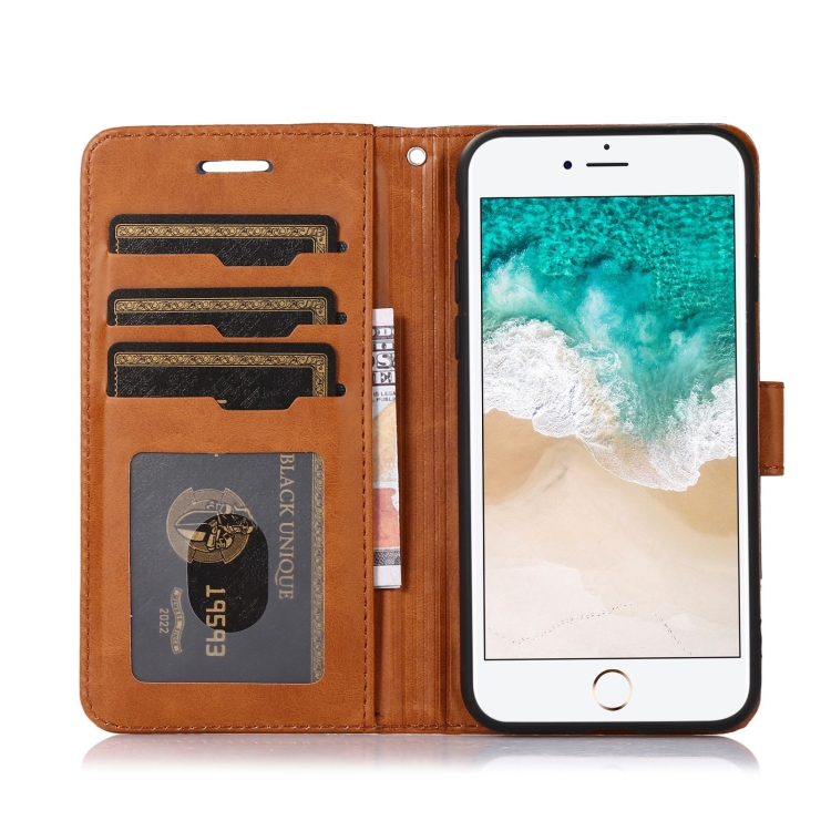 For iPhone SE 2022 / SE 2020 / 7 / 8 Splicing Leather Phone Case(Brown) For iPhone SE 2022 / SE 2020 / 7 / 8 Splicing Leather Phone Case(Brown)