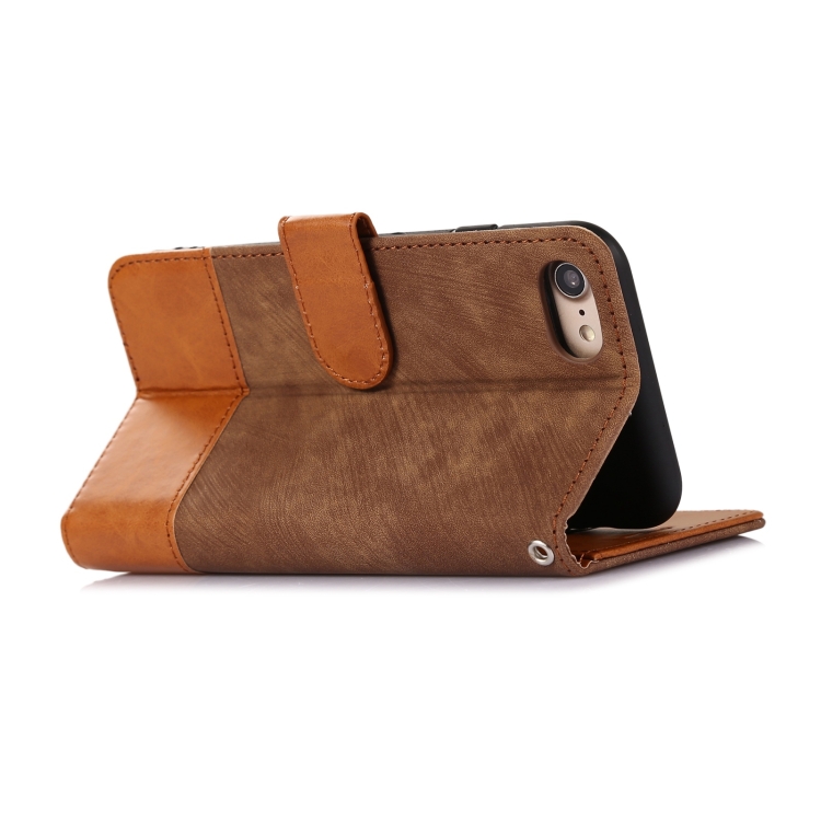 For iPhone SE 2022 / SE 2020 / 7 / 8 Splicing Leather Phone Case(Brown) For iPhone SE 2022 / SE 2020 / 7 / 8 Splicing Leather Phone Case(Brown)