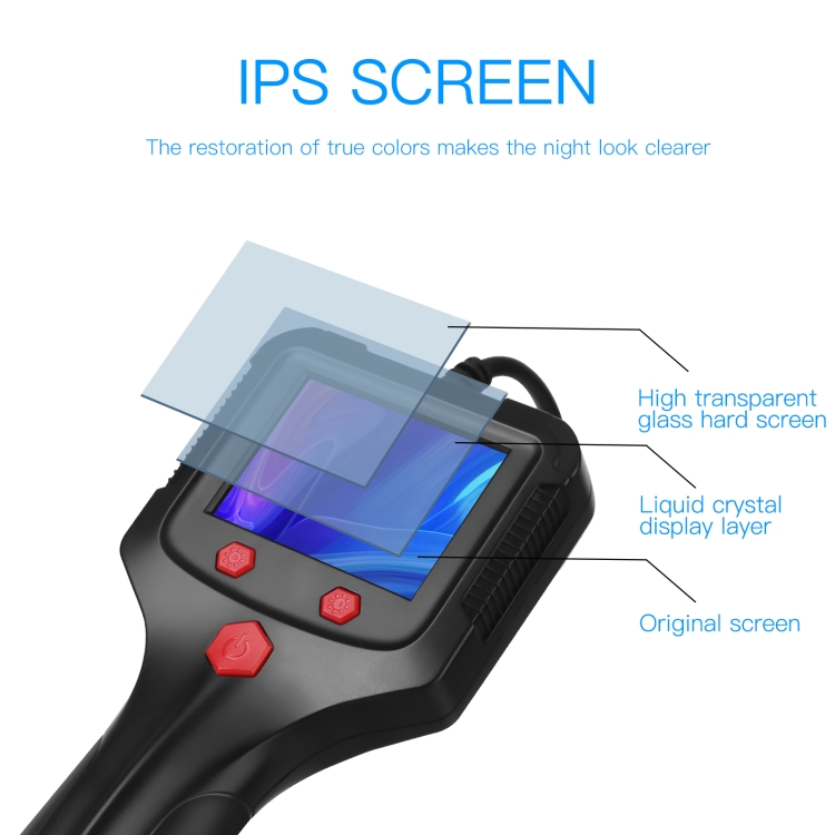 P100 8 mm lado 2,4 pulgadas HD endoscopio de mano de línea dura con pantalla LCD, longitud: 10 m - 2
