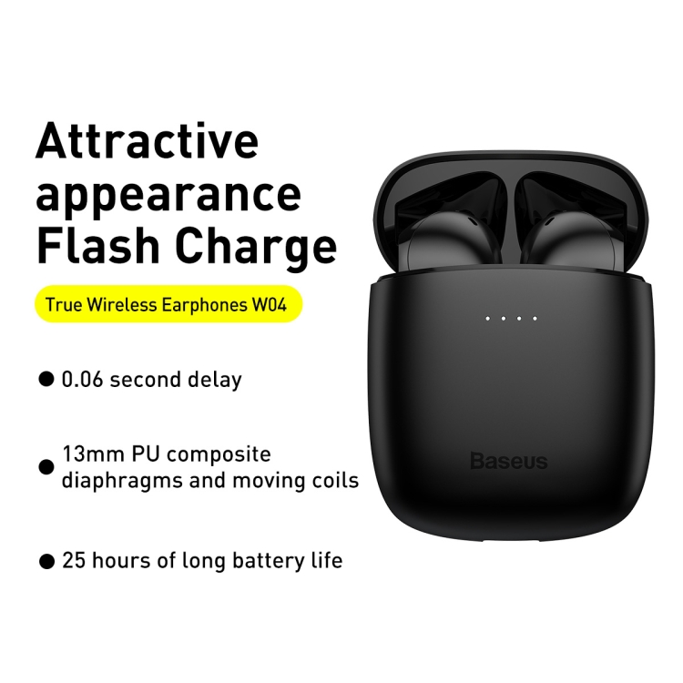 Baseus Encok Series W04 TWS True Wireless Bluetooth Earphone(Black) Baseus Encok Series W04 TWS True Wireless Bluetooth Earphone(Black)