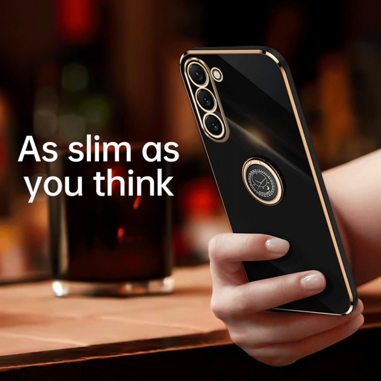 For Samsung Galaxy S23+ 5G XINLI Straight Edge 6D Electroplate TPU Phone Case with Ring Holder(Black) For Samsung Galaxy S23+ 5G XINLI Straight Edge 6D Electroplate TPU Phone Case with Ring Holder(Black)