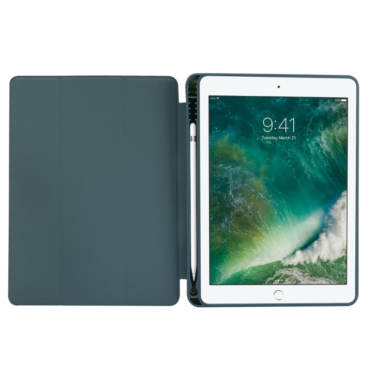 Skin Feel Pen Holder Tri-fold Tablet Leather Case For iPad Air 2 / Air / 9.7 2018 / 9.7 2017(Light Blue) Skin Feel Pen Holder Tri-fold Tablet Leather Case For iPad Air 2 / Air / 9.7 2018 / 9.7 2017(Light Blue)