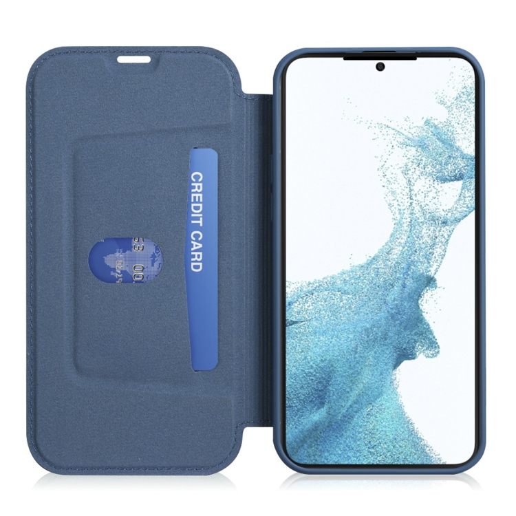 For Samsung Galaxy S23+ 5G Imitate Liquid Skin Feel Leather Phone Case with Card Slots(Blue) For Samsung Galaxy S23+ 5G Imitate Liquid Skin Feel Leather Phone Case with Card Slots(Blue)