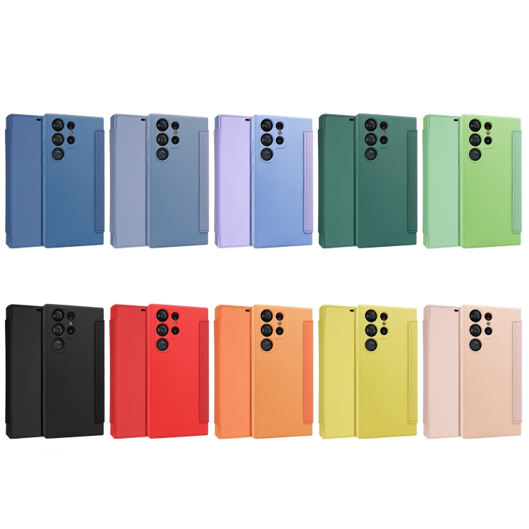 For Samsung Galaxy S23 Ultra 5G Imitate Liquid Skin Feel Leather Phone Case with Card Slots(Red)