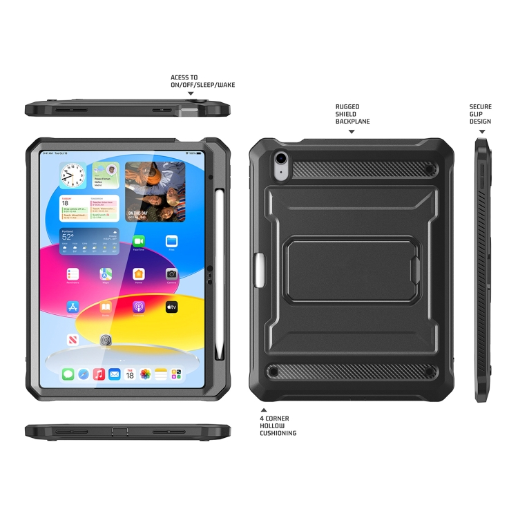 For iPad 10th Gen 10.9 2022 Explorer Tablet Protective Case with Pen Slot(Black) For iPad 10th Gen 10.9 2022 Explorer Tablet Protective Case with Pen Slot(Black)