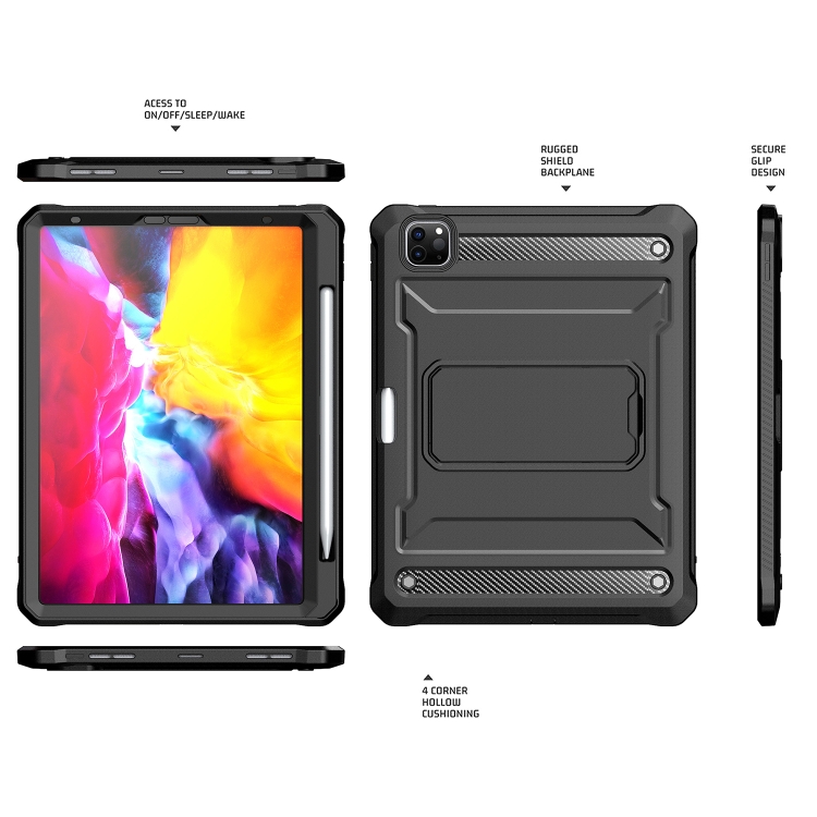 For iPad Pro 11 2022/2021/2020/2018 Explorer Tablet Protective Case with Pen Slot(Black) For iPad Pro 11 2022/2021/2020/2018 Explorer Tablet Protective Case with Pen Slot(Black)