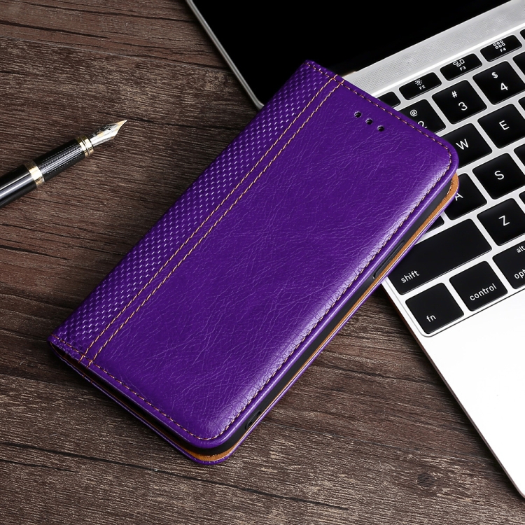 For Samsung Galaxy S23+ 5G Grid Texture Magnetic Flip Leather Phone Case(Purple) For Samsung Galaxy S23+ 5G Grid Texture Magnetic Flip Leather Phone Case(Purple)
