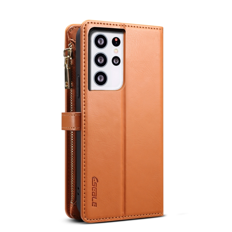 For Samsung Galaxy S21 Ultra 5G ESEBLE Star Series Lanyard Zipper Wallet RFID Leather Case(Brown) For Samsung Galaxy S21 Ultra 5G ESEBLE Star Series Lanyard Zipper Wallet RFID Leather Case(Brown)