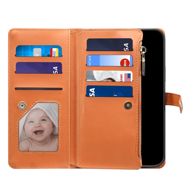 For Samsung Galaxy S22+ 5G ESEBLE Star Series Lanyard Zipper Wallet RFID Leather Case(Brown)