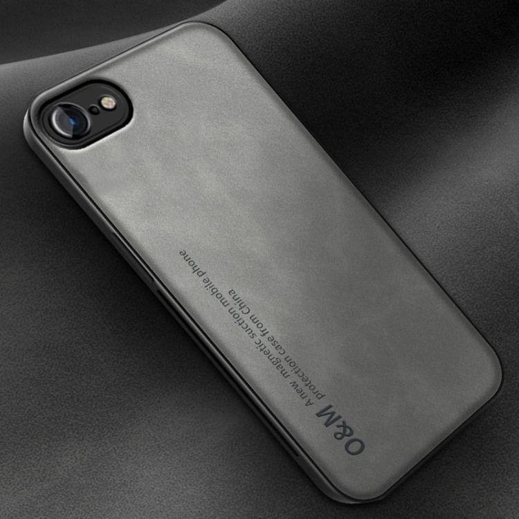 For iPhone SE 2022 / SE 2020 / 7 / 8 Lamba Skin Feel Leather Back Phone Case with Strap(Dark Grey) For iPhone SE 2022 / SE 2020 / 7 / 8 Lamba Skin Feel Leather Back Phone Case with Strap(Dark Grey)