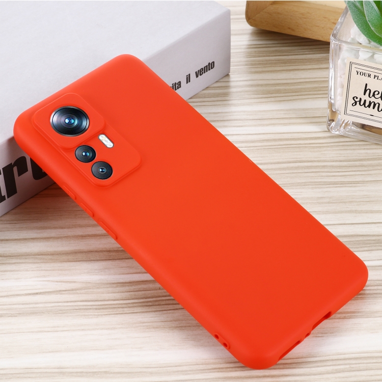 Para Xiaomi 12T Pro Pure Color Liquid Silicone Funda para teléfono a prueba  de golpes (Rojo)