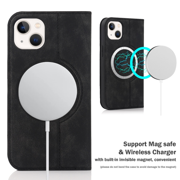 For iPhone 14 Plus Wireless Charging Magsafe Leather Phone Case(Black) For iPhone 14 Plus Wireless Charging Magsafe Leather Phone Case(Black)