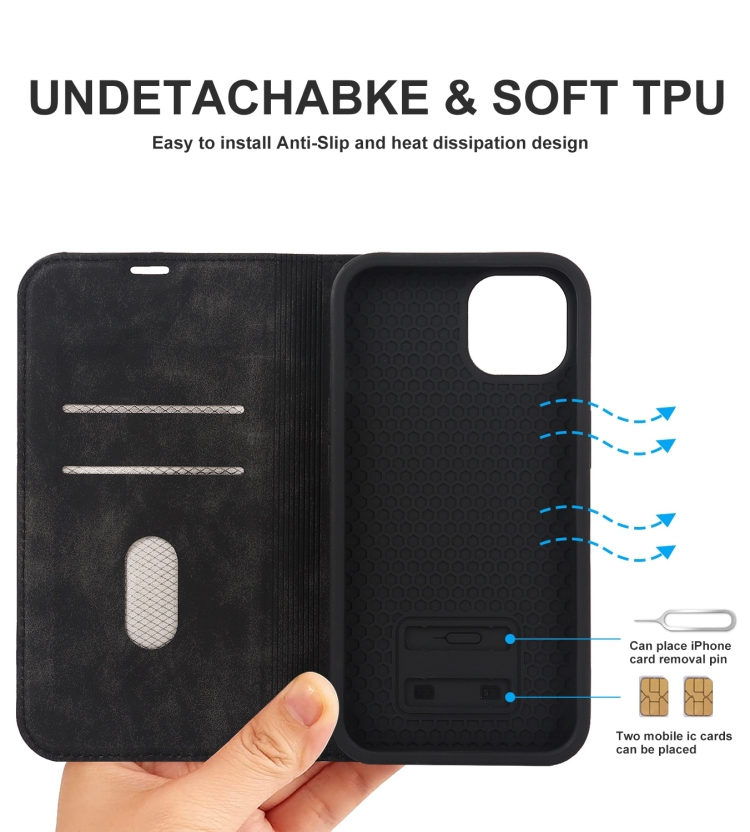 For iPhone 14 Plus Wireless Charging Magsafe Leather Phone Case(Black) For iPhone 14 Plus Wireless Charging Magsafe Leather Phone Case(Black)
