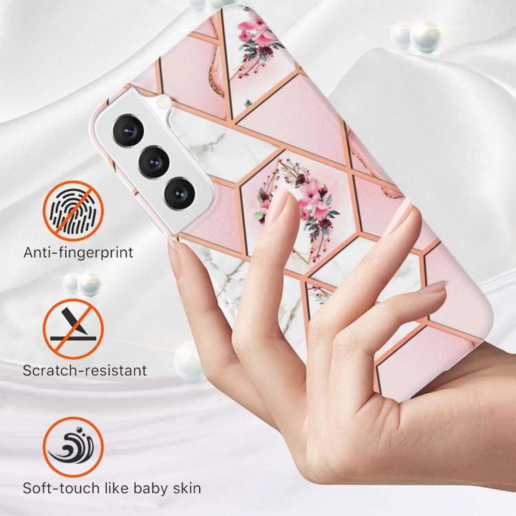 For Samsung Galaxy S23+ 5G Splicing Marble Flower IMD TPU Phone Case(Pink Flower) For Samsung Galaxy S23+ 5G Splicing Marble Flower IMD TPU Phone Case(Pink Flower)