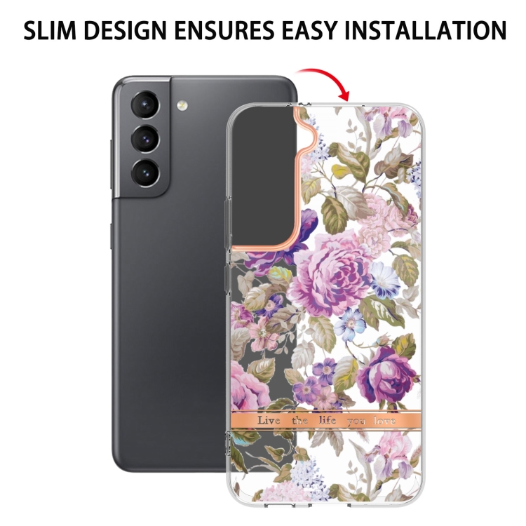 For Samsung Galaxy S23+ 5G Flowers and Plants Series IMD TPU Phone Case(Purple Peony) For Samsung Galaxy S23+ 5G Flowers and Plants Series IMD TPU Phone Case(Purple Peony)