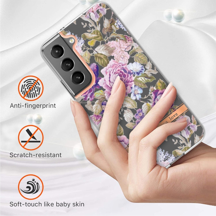 For Samsung Galaxy S23+ 5G Flowers and Plants Series IMD TPU Phone Case(Purple Peony) For Samsung Galaxy S23+ 5G Flowers and Plants Series IMD TPU Phone Case(Purple Peony)