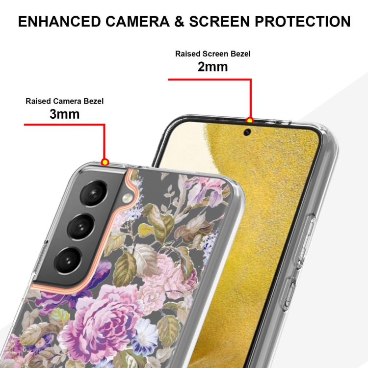For Samsung Galaxy S23+ 5G Flowers and Plants Series IMD TPU Phone Case(Purple Peony) For Samsung Galaxy S23+ 5G Flowers and Plants Series IMD TPU Phone Case(Purple Peony)
