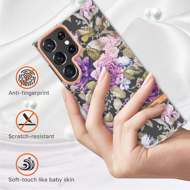 For Samsung Galaxy S23 Ultra 5G Flowers and Plants Series IMD TPU Phone Case(Purple Peony) For Samsung Galaxy S23 Ultra 5G Flowers and Plants Series IMD TPU Phone Case(Purple Peony)