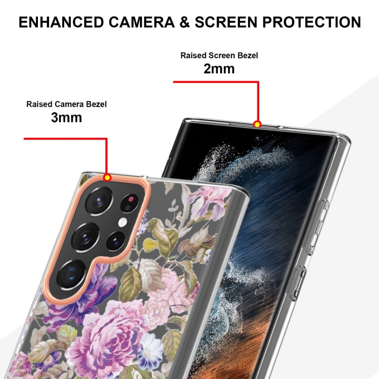 For Samsung Galaxy S23 Ultra 5G Flowers and Plants Series IMD TPU Phone Case(Purple Peony) For Samsung Galaxy S23 Ultra 5G Flowers and Plants Series IMD TPU Phone Case(Purple Peony)