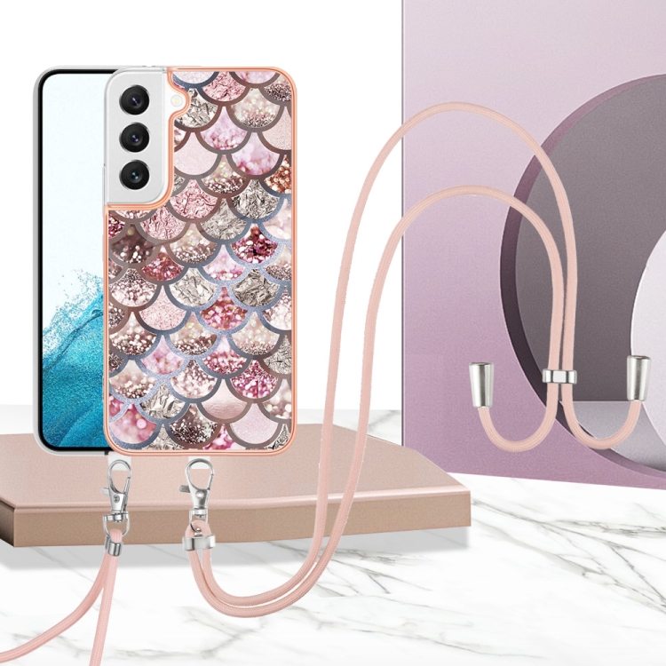 For Samsung Galaxy S23+ 5G Electroplating IMD TPU Phone Case with Lanyard(Pink Scales) For Samsung Galaxy S23+ 5G Electroplating IMD TPU Phone Case with Lanyard(Pink Scales)