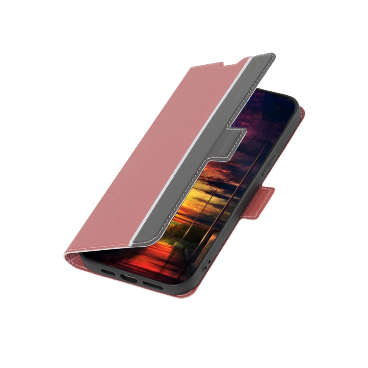 For Samsung Galaxy S23+ 5G Twill Texture Side Button Leather Phone Case(Pink)