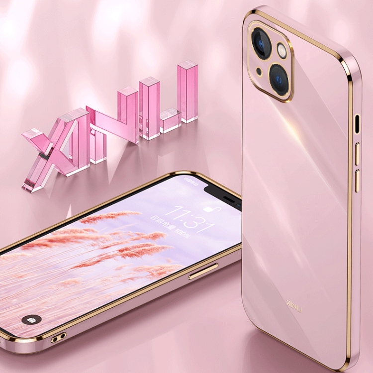 For iPhone 14 Plus XINLI Straight Edge 6D Electroplate TPU Phone Case(Black) For iPhone 14 Plus XINLI Straight Edge 6D Electroplate TPU Phone Case(Black)