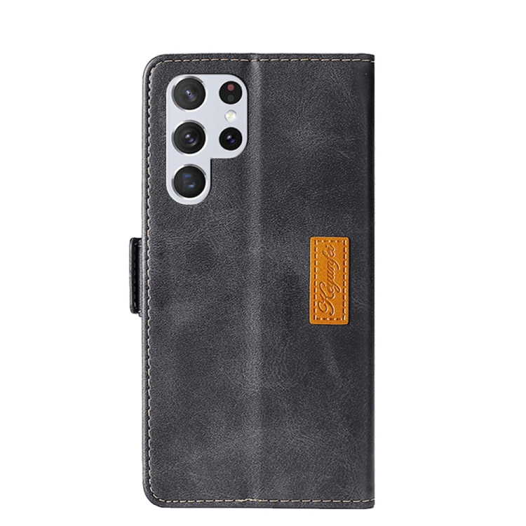 For Samsung Galaxy S23 Ultra 5G Contrast Color Side Buckle Leather Phone Case(Black+Grey) For Samsung Galaxy S23 Ultra 5G Contrast Color Side Buckle Leather Phone Case(Black+Grey)