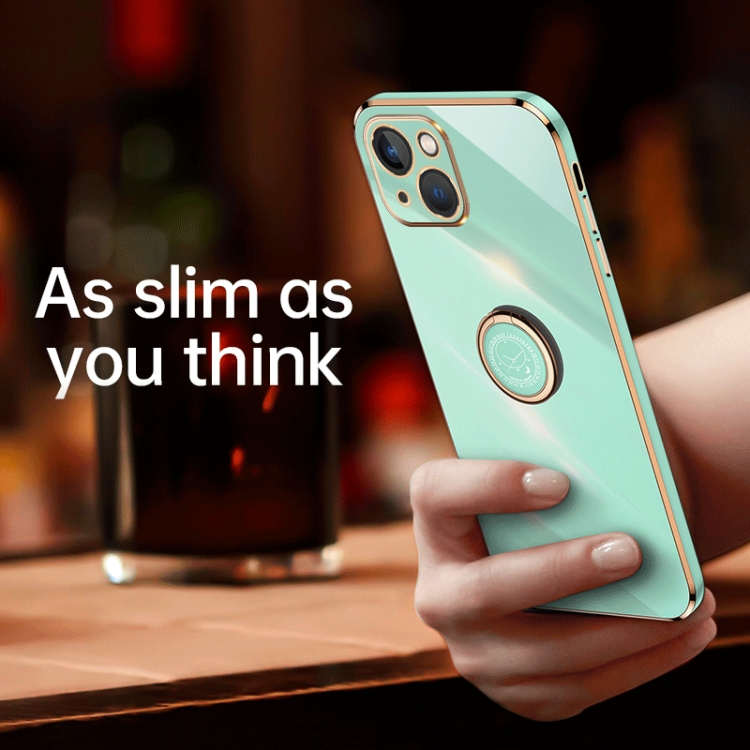 For iPhone 13 mini XINLI Straight Edge 6D Electroplate TPU Phone Case with Ring Holder(Black) For iPhone 13 mini XINLI Straight Edge 6D Electroplate TPU Phone Case with Ring Holder(Black)
