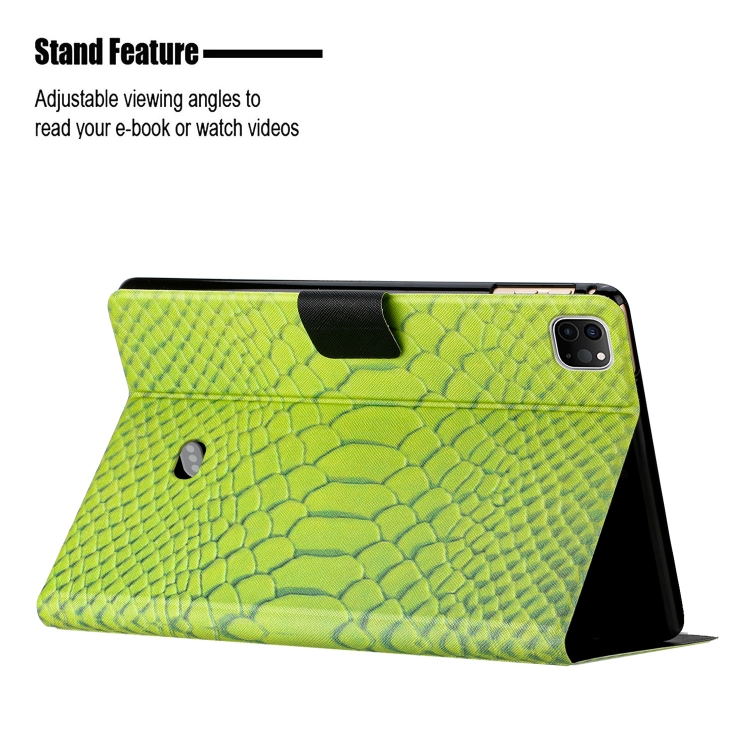 For iPad Pro 11 2020 / 2018 / Air 2020 10.9 Solid Color Crocodile Texture Leather Smart Tablet Case(Green) For iPad Pro 11 2020 / 2018 / Air 2020 10.9 Solid Color Crocodile Texture Leather Smart Tablet Case(Green)