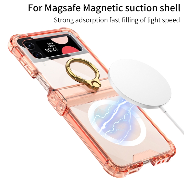 For Samsung Galaxy Z Flip4 GKK MagSafe Airbag Hinge Shockproof Phone Case with Ring Holder(Transparent) For Samsung Galaxy Z Flip4 GKK MagSafe Airbag Hinge Shockproof Phone Case with Ring Holder(Transparent)