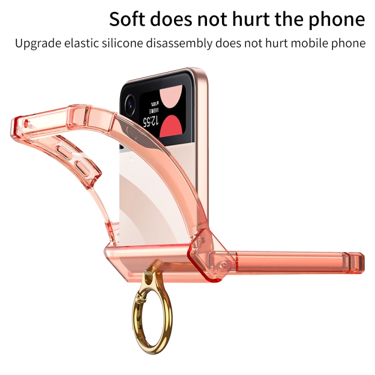 For Samsung Galaxy Z Flip4 GKK MagSafe Airbag Hinge Shockproof Phone Case with Ring Holder(Transparent) For Samsung Galaxy Z Flip4 GKK MagSafe Airbag Hinge Shockproof Phone Case with Ring Holder(Transparent)