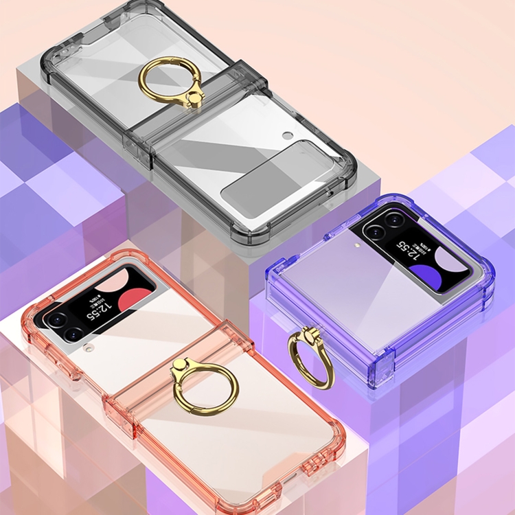 For Samsung Galaxy Z Flip4 GKK Airbag Hinge Shockproof Phone Case with Ring Holder(Transparent) For Samsung Galaxy Z Flip4 GKK Airbag Hinge Shockproof Phone Case with Ring Holder(Transparent)