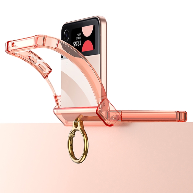 For Samsung Galaxy Z Flip4 GKK Airbag Hinge Shockproof Phone Case with Ring Holder(Transparent) For Samsung Galaxy Z Flip4 GKK Airbag Hinge Shockproof Phone Case with Ring Holder(Transparent)