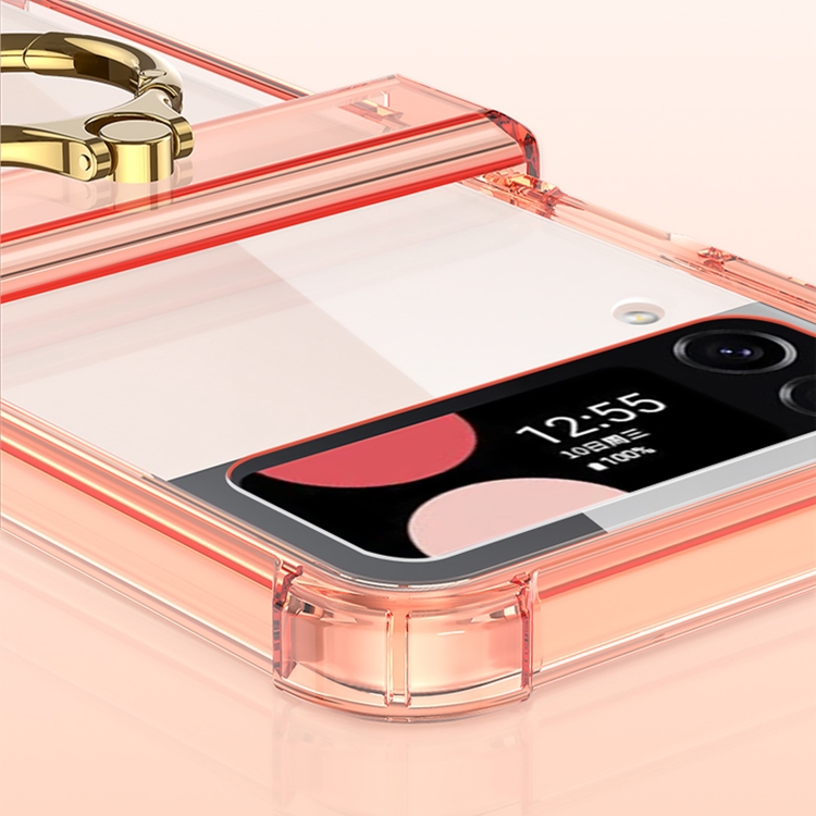 For Samsung Galaxy Z Flip4 GKK Airbag Hinge Shockproof Phone Case with Ring Holder(Transparent) For Samsung Galaxy Z Flip4 GKK Airbag Hinge Shockproof Phone Case with Ring Holder(Transparent)