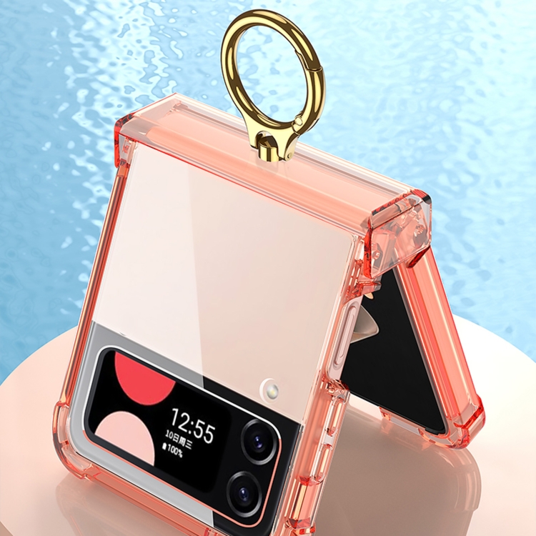 For Samsung Galaxy Z Flip4 GKK Airbag Hinge Shockproof Phone Case with Ring Holder(Transparent) For Samsung Galaxy Z Flip4 GKK Airbag Hinge Shockproof Phone Case with Ring Holder(Transparent)
