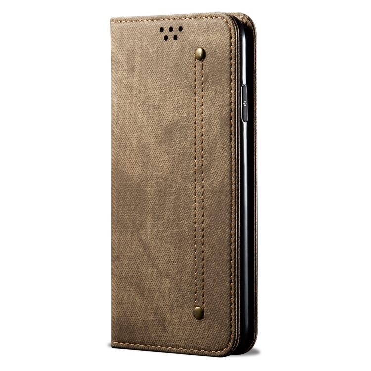 For Samsung Galaxy S23+ 5G Denim Texture Leather Phone Case(Khaki) For Samsung Galaxy S23+ 5G Denim Texture Leather Phone Case(Khaki)
