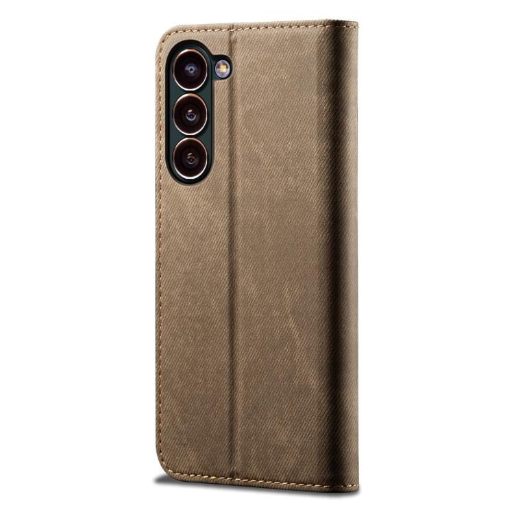 For Samsung Galaxy S23+ 5G Denim Texture Leather Phone Case(Khaki) For Samsung Galaxy S23+ 5G Denim Texture Leather Phone Case(Khaki)