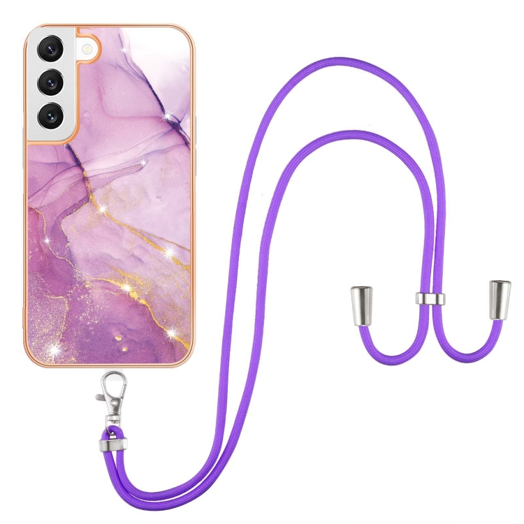 For Samsung Galaxy S23+ 5G Electroplating Marble Dual-side IMD TPU Phone Case with Lanyard(Purple 001) For Samsung Galaxy S23+ 5G Electroplating Marble Dual-side IMD TPU Phone Case with Lanyard(Purple 001)