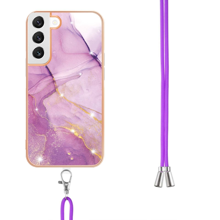 For Samsung Galaxy S23+ 5G Electroplating Marble Dual-side IMD TPU Phone Case with Lanyard(Purple 001) For Samsung Galaxy S23+ 5G Electroplating Marble Dual-side IMD TPU Phone Case with Lanyard(Purple 001)