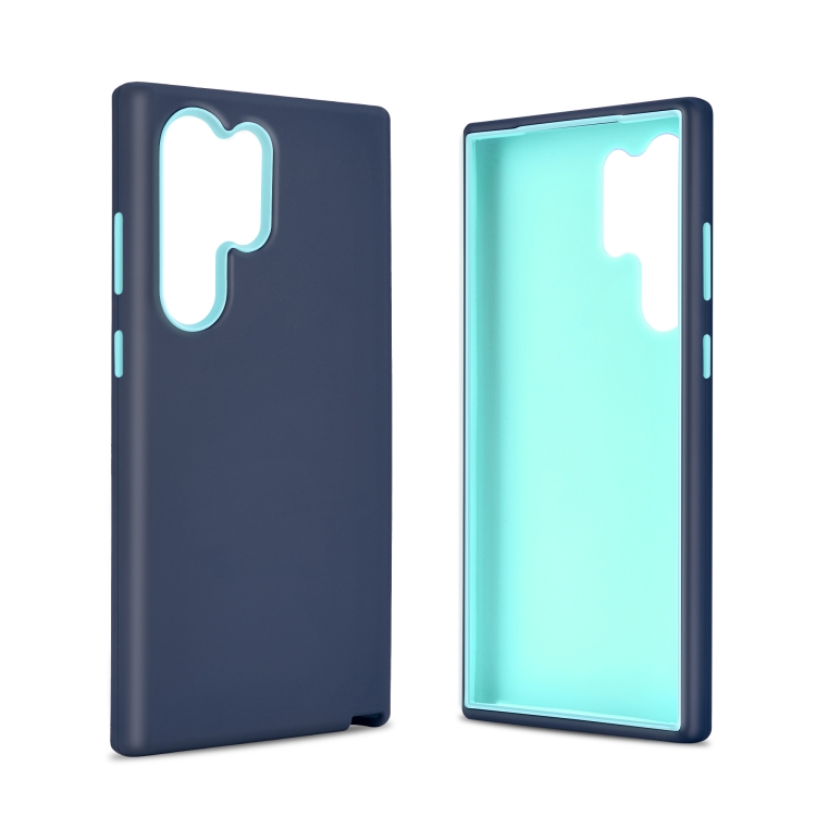 For Samsung Galaxy S23 5G 3 in 1 Solid Color Shockproof Protective Phone Case(Blue)
