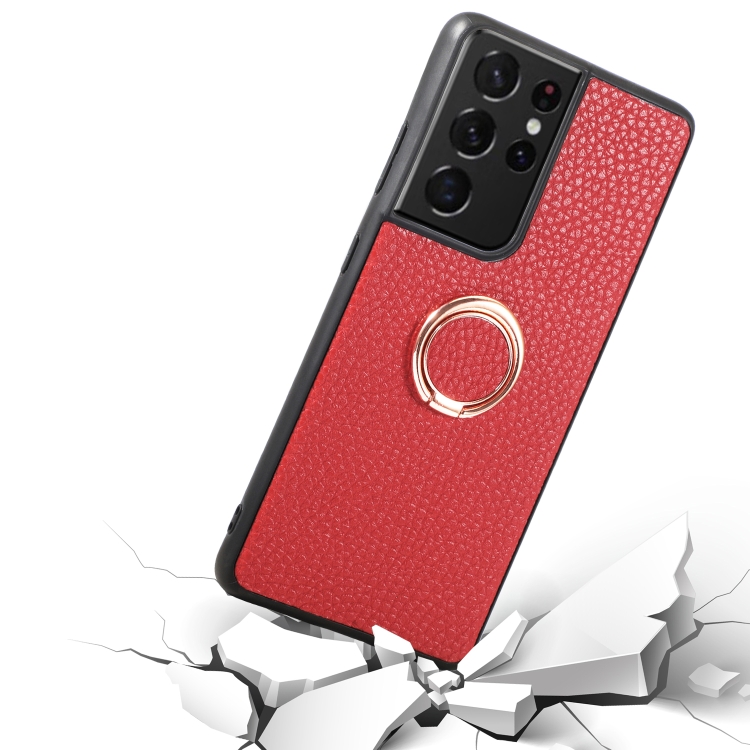 For Samsung Galaxy S21 Ultra 5G Litchi Texture Magnetic Shockproof Protective Phone Case(Red) For Samsung Galaxy S21 Ultra 5G Litchi Texture Magnetic Shockproof Protective Phone Case(Red)