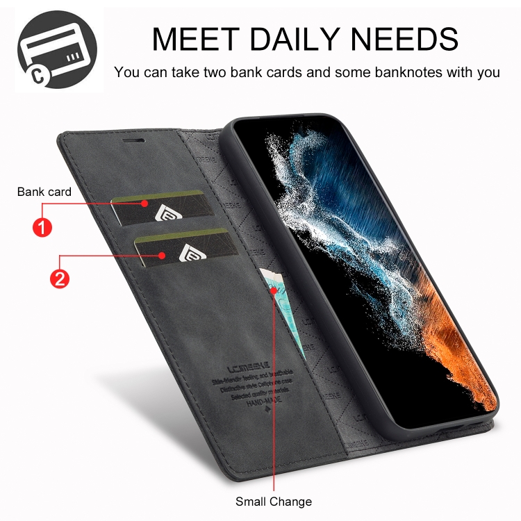 For Samsung Galaxy S23+ 5G LC.IMEEKE Strong Magnetism Ultra-thin Matte Leather Phone Case(Black) For Samsung Galaxy S23+ 5G LC.IMEEKE Strong Magnetism Ultra-thin Matte Leather Phone Case(Black)