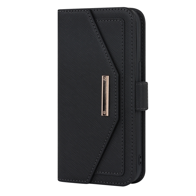 For iPhone 13 mini Cross Texture Lanyard Leather Phone Case(Black) For iPhone 13 mini Cross Texture Lanyard Leather Phone Case(Black)